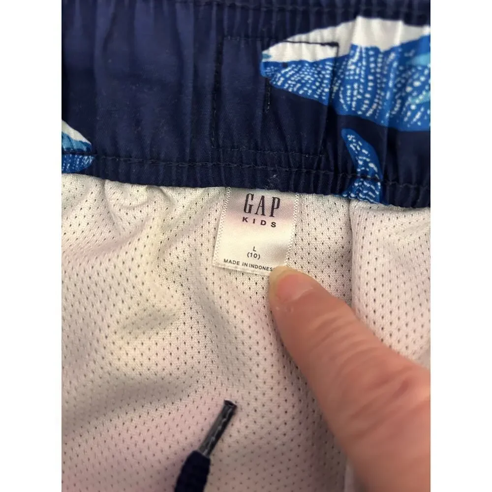 GAP KIDS Boy’s Blue Shark Camouflage Swim Board Shorts / Size: L 10